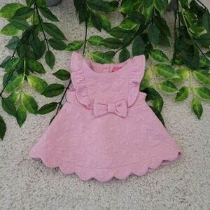 Baby Girl Pink Heart Ruffle Dress (0-3 Months)